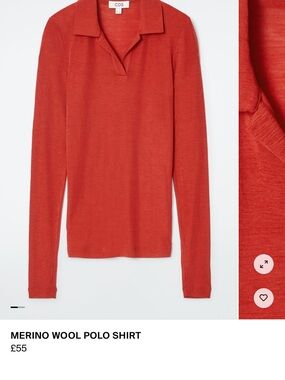 COS Merino Wool Polo Shirt in Rust